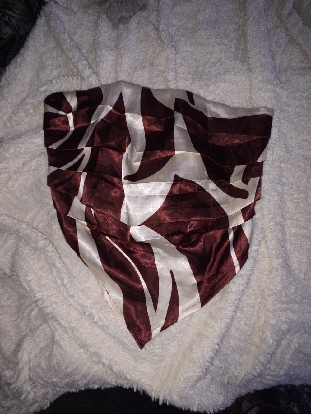 Women's Strapless Satin Crop Top in Maroon and Cream